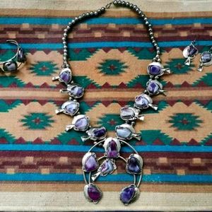 Squash Blossom necklace, earrings and bracelet